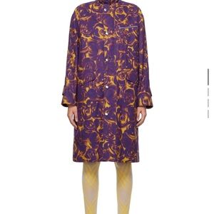 Burberry Purple and Yellow Floral Long Sleeve Dress